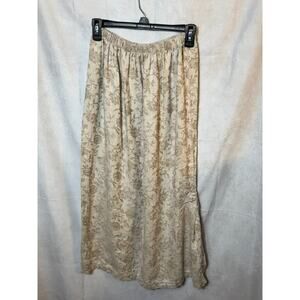 Leslie Mark 100% Linen Beige Elastic Waist Maxi Skirt Women's Large